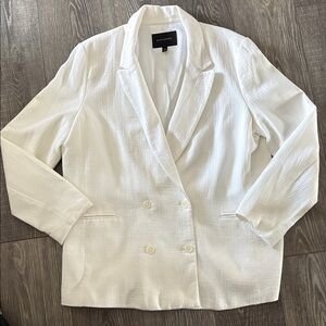 Banana Republic White Double-Breasted Blazer